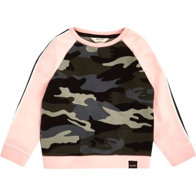 Mini girls pink camo print sweatshirt